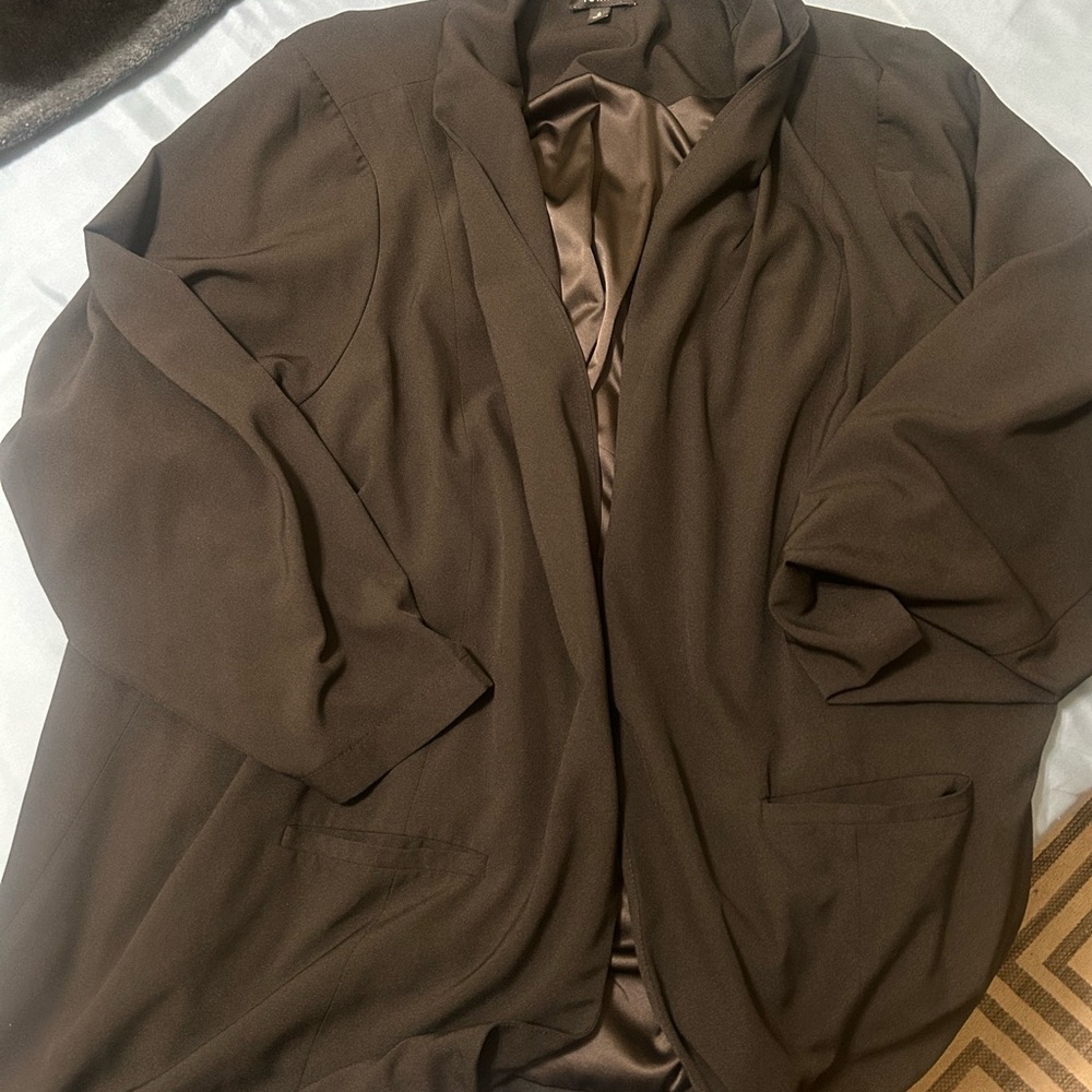 Torrid Black Blazer with Wide Lapels and Textured Fabric